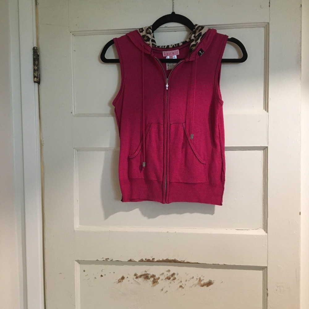 Knitwit Hooded Zip up Sweater Vest